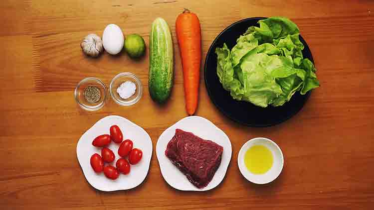 Sliced vegetables and fruits